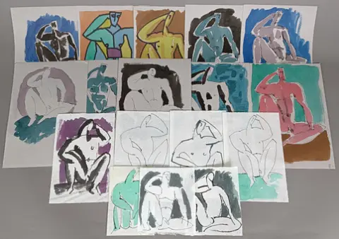 ARTISTA DESCONOCIDO/A. -siglo XX- Colección de 21 dibujos.