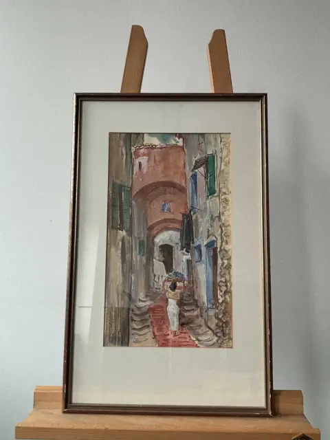 1 Bild Künstler W. Bertram - Ventimiglia - Aquarell