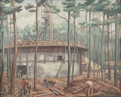 Rohleder, Hugo。《水库建设中的工人》,布面油画。