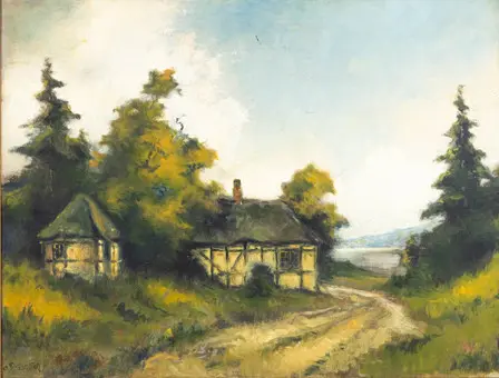 Ove Carl Svenson (1880-1976). Paisaje con casa de labranza.
