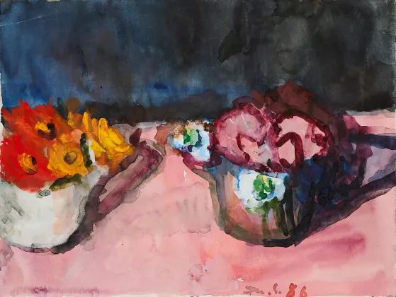 Klaus Fußmann，两个带花的花瓶