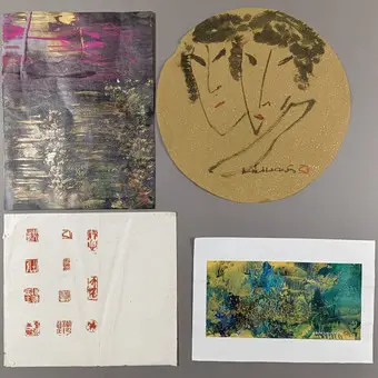 HU HONG。纸上散页作品组合，共4件。