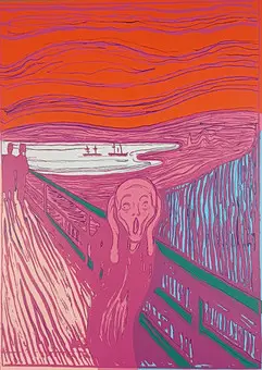 WARHOL, ANDY. 仿作。呐喊 / The Scream - Pink（仿爱德华·蒙克），硬纸板丝网印刷。