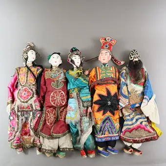 五件中国戏剧木偶 - 中国，约1900年/20世纪初