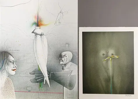 Wunderlich, Paul。两幅彩色石版画，均有手写签名。