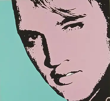 安迪·沃霍尔风格的“Elvis”图案，纸上彩色胶印。