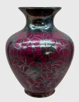 Vase "Thomas Ivory" med massivt sølvbelegg, høyde 21 cm, delvis allerede rengjort på bilder