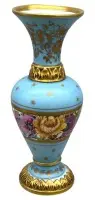 Håndmalt vase "Capodimonte", blomster og forgylning, høyde 23,5 cm