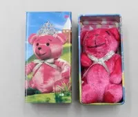 Miniatyr teddybjørn fra Tiny Tins-kolleksjonen av Hasbro fra 1990-tallet/tidlig 2000