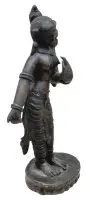 Bronzefigur af en kvindelig guddom, formentlig Indien, 1800-tallet, modelleret med en løftet hånd, h. 13,5 cm, alderspatina