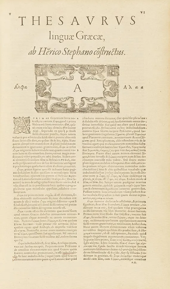 Henricus Stephanus, Thesaurus Graecae linguae. 4 bind med våben