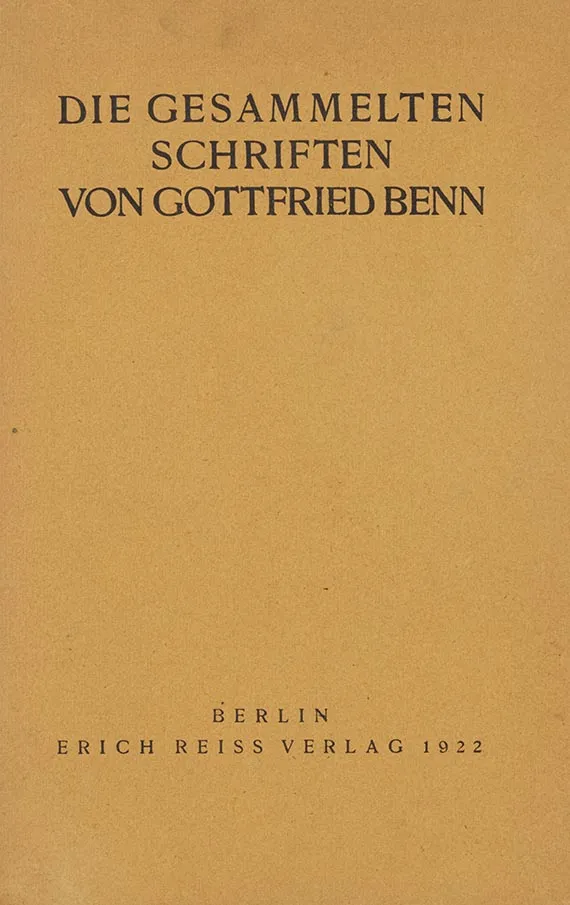 Gottfried Benn, Écrits rassemblés. 2 versions
