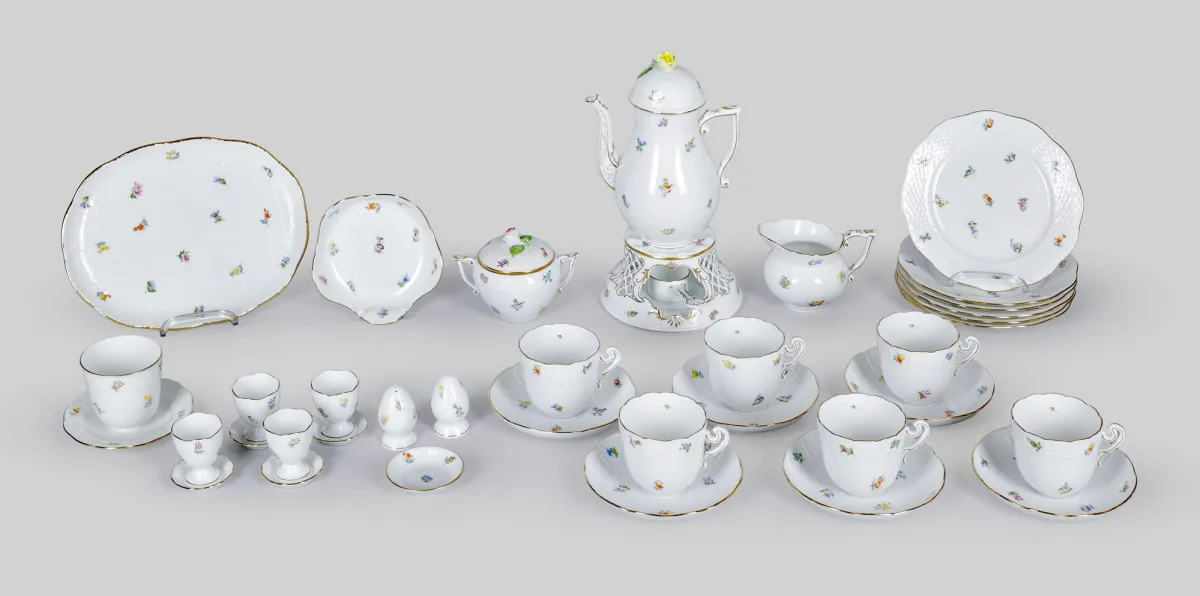 Servicio de café, Herend, Osier, Mille Fleurs