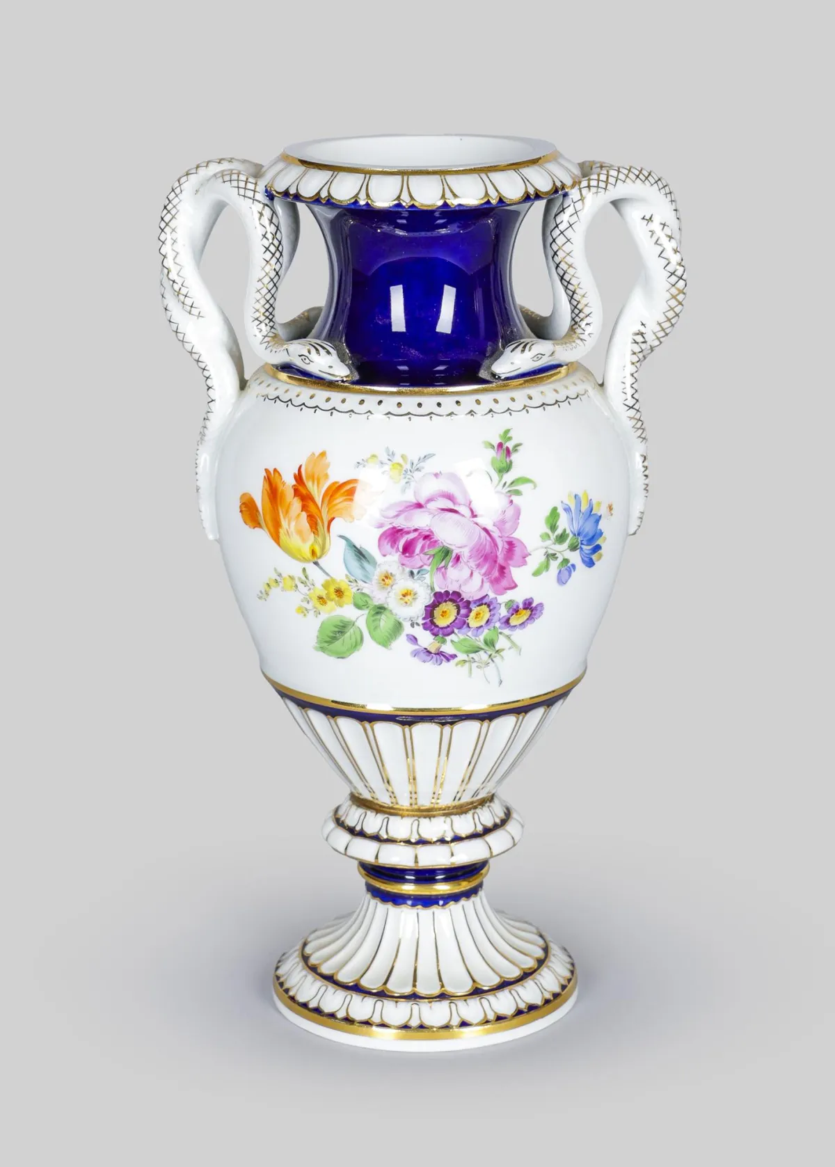 Vase à anses en forme de serpent, Meissen (1er choix)