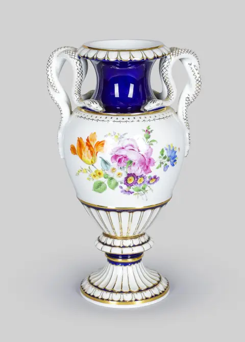 Vase med slangehanke, Meissen (1.W.)