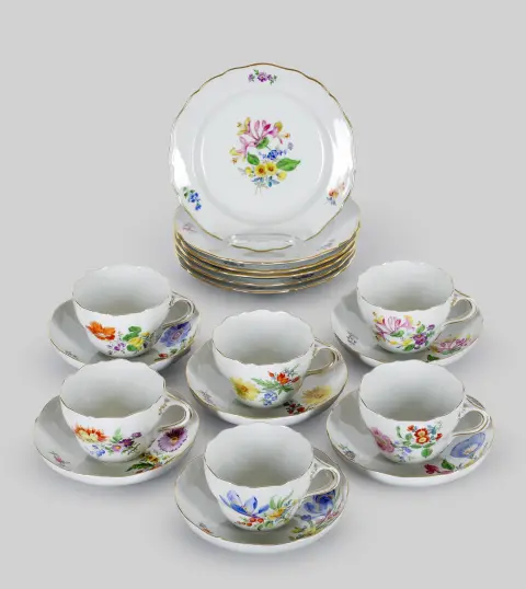 Seks kaffeopdækninger, Meissen