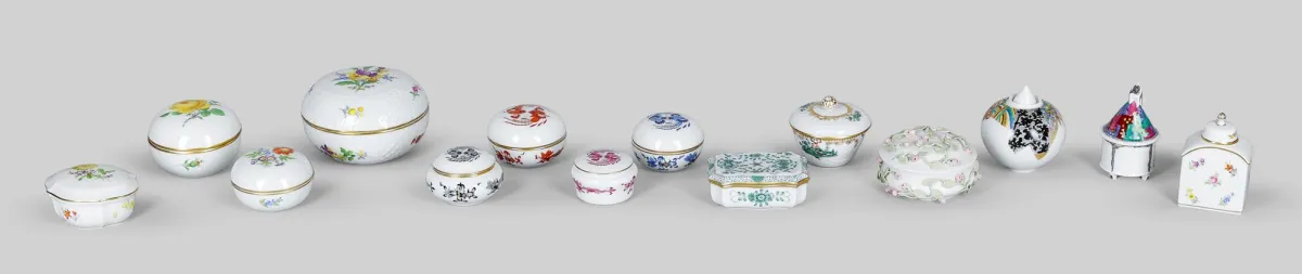Meissen, 14 forskellige dåser (1. sort)
