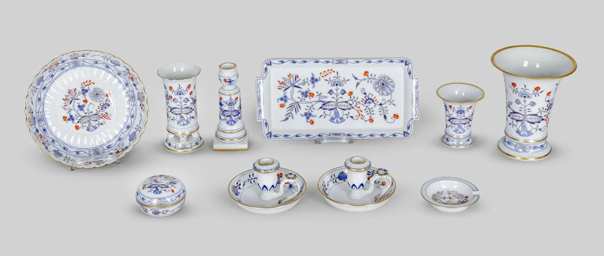 Meissen, décor oignon, décor corail et or