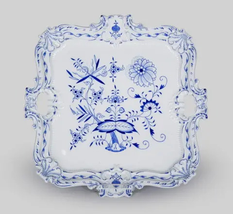 Bakke, Meissen, løgformet mønster (2. fabrik), 41 x 41 cm