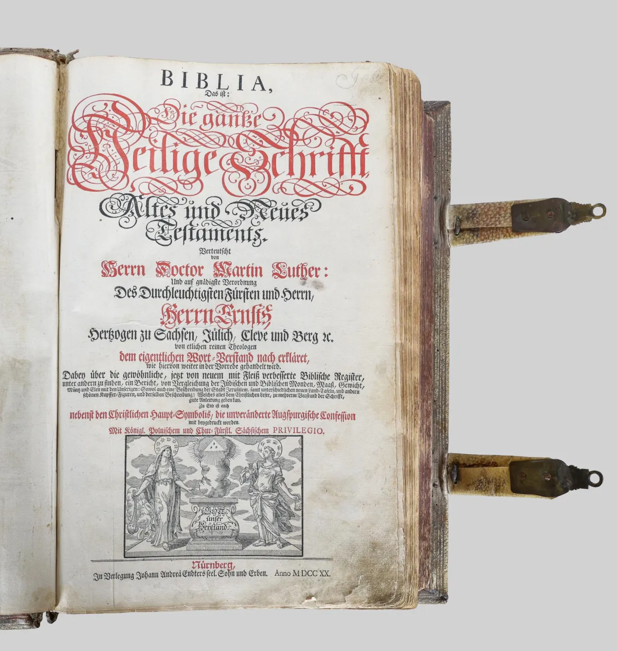 مارتن لوثر، «الكتاب المقدس، أي: الكتاب المقدس كله للعهدين القديم والجديد»، نورمبرغ 1720، مرمّم