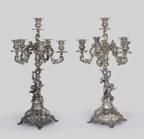 Paire de bougeoirs de table, argent 800