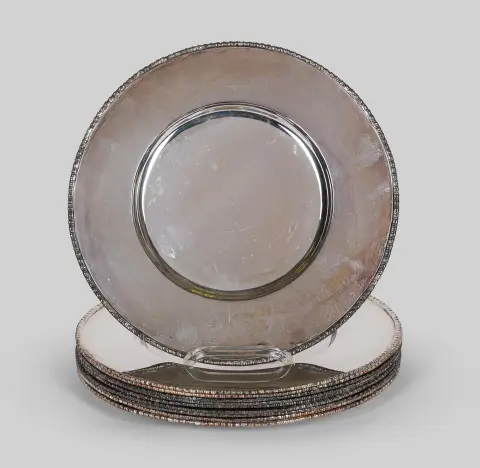 Dix assiettes de présentation, argent 835
