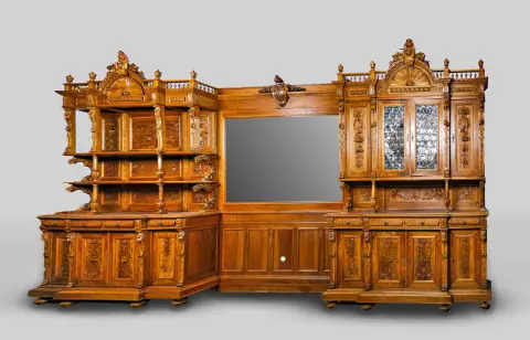 Bibliothèque à étagères, historicisme, vers 1900