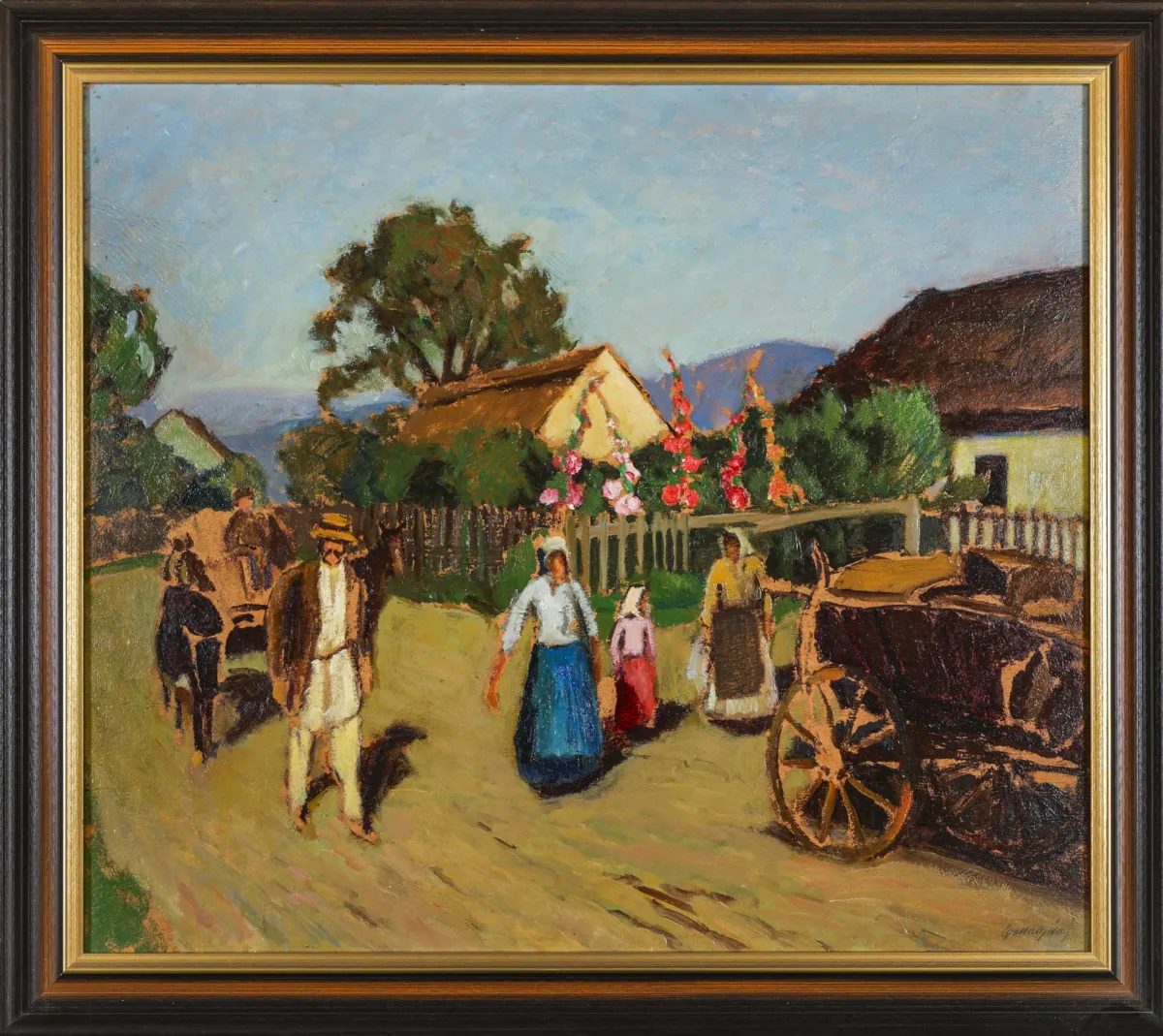 Béla Balla，右下角签名，罗马尼亚 1882 – 1965 同上，《Auf der Dorfstraße》，纸板油画，68 x 79 厘米 (42260-28)
