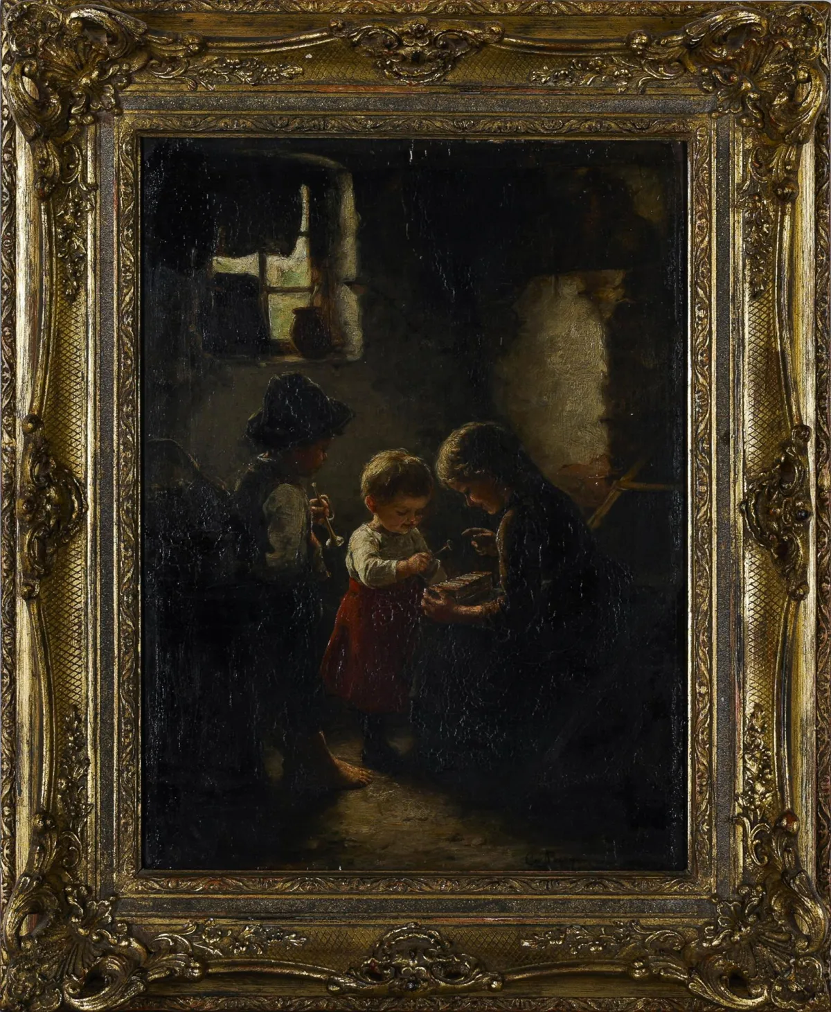 Carl von Bergen, r.u.sig., dat. (18)84, Cuxhaven 1853 – 1933 München, „Musizierende Kinder“, Öl/Holz, 40 x 30 cm, restauriert,…