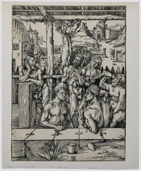 Albrecht Dürer, "Het Mannenbad", houtsnede