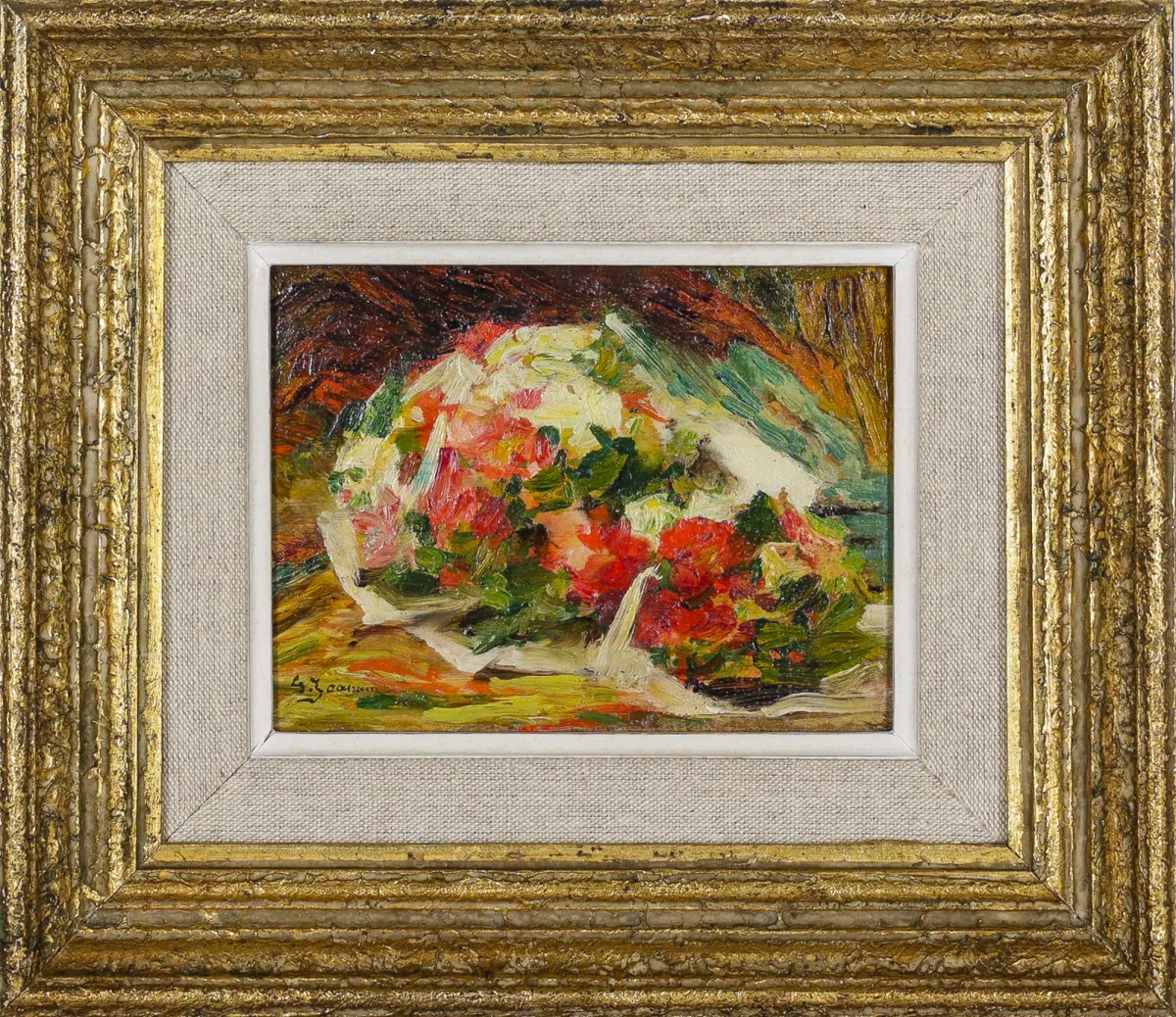 Georges Jeannin，左下角签名，巴黎 1841 – 1925 同地，《花束》，油画/木板，12 x 16.2 厘米 (41767-5)