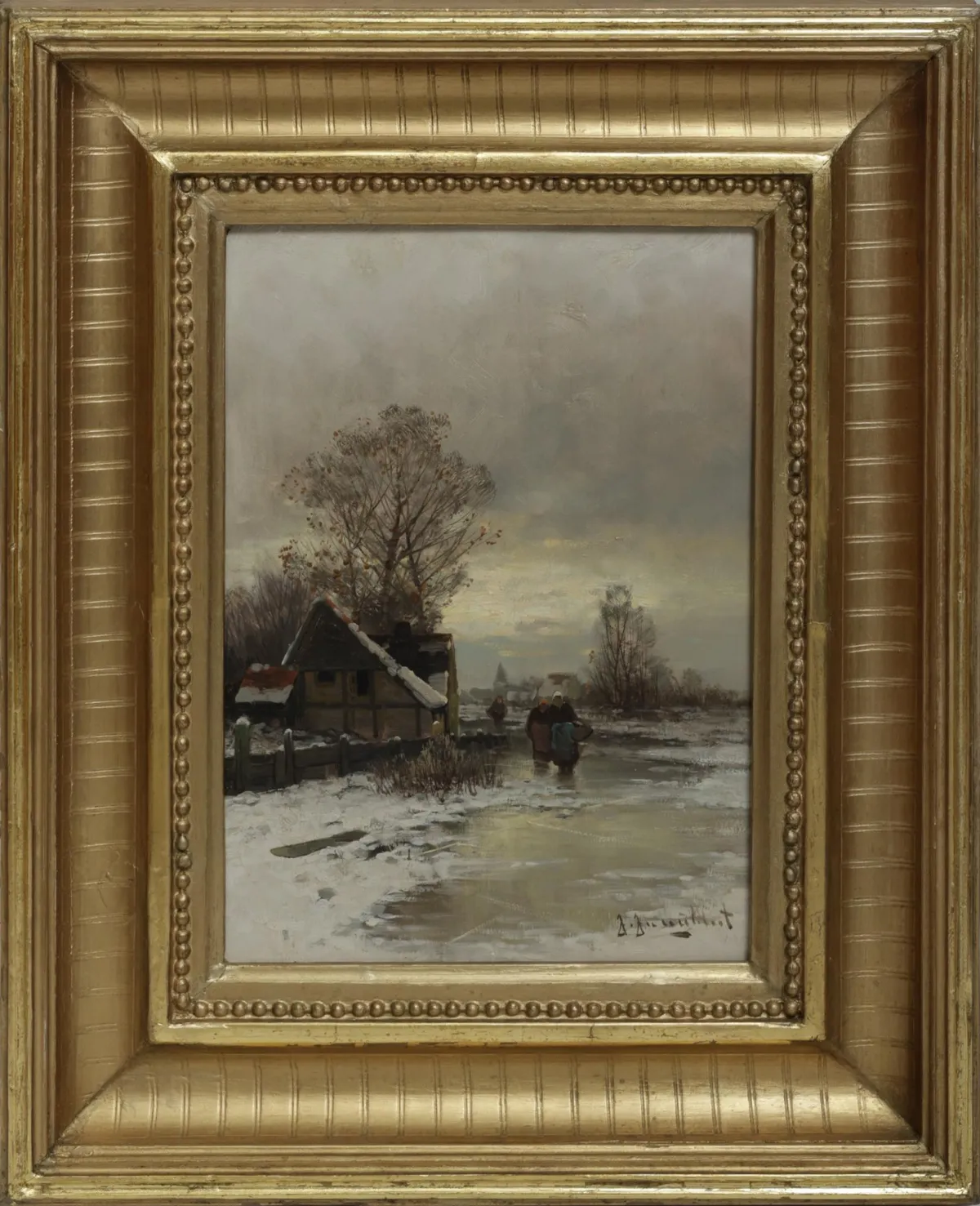 Johann Jungblut,右下角签名,萨尔堡 1860 – 1912 杜塞尔多夫,《冬夜》,油画/木板,31.5 x 23.5 厘米 (42260-17)