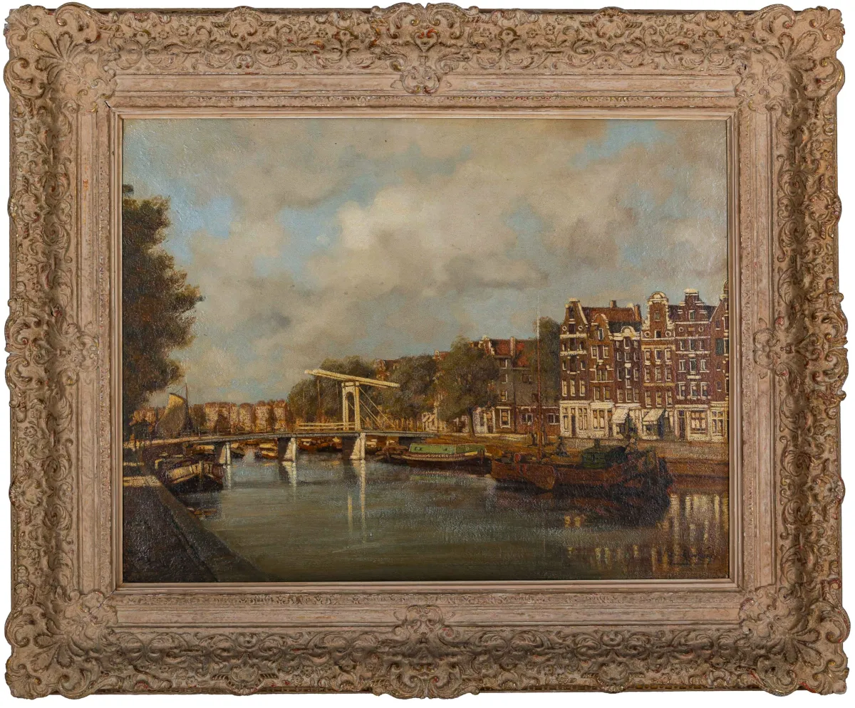 Karel Klinkenberg，右下角签名，海牙 1852 – 1924 同地，《运河边》，油画/木板，51 x 70 厘米 (42260-21)