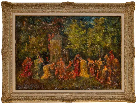 Adolphe Monticelli, signé en bas à gauche, Marseille 1824 – 1886 ibid., « Société galante dans le parc », huile/toile, 65 x 92 cm