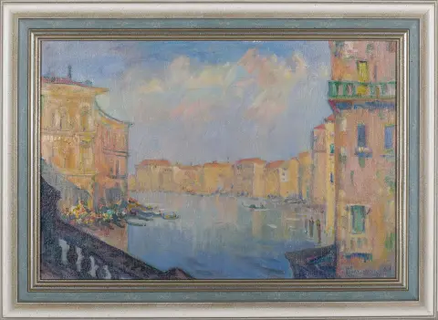 Jan Christian Poortenaar, signé en bas à droite, Amsterdam 1886 – 1958 Naarden, « Canale Grande », huile/toile, 40 x 60 cm