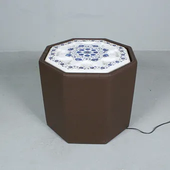 PIETRA DURA。带花卉镶嵌的桌子/灯,意大利。