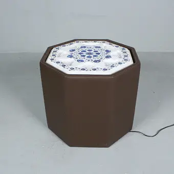 بيترا دورا. طاولة/مصباح بترصيعات زهرية، إيطاليا.