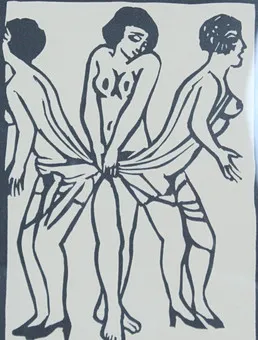رولان توبور (1938-1997). طباعة لينوليوم، ''Marx Sisters''، موقعة، E.A.