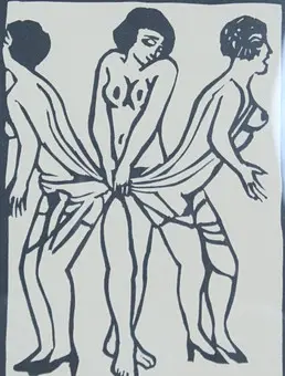 رولان توبور (1938-1997). طباعة لينوليوم، ''Marx Sisters''، موقعة، E.A.