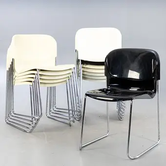 GERD LANGE. Sillas apilables modelo 'Swing', Drabert, Alemania, segunda mitad del siglo XX (13).