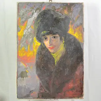 CAROLUS VOCKE (1899-1979). RITRATTO DI UNA DAMA, CIRCA ANNI '60, OLIO SU TAVOLA, ISCRITTO SUL RETRO.