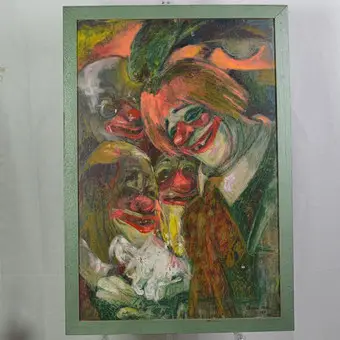 CAROLUS VOCKE（1899-1979）。KASPER群像，1969年，板上油画，带框，签名并注明日期。