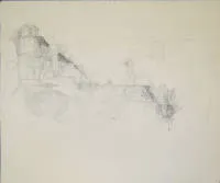 Peter Ackermann，海德堡城堡与废墟，2幅1970年代铅笔画