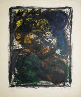 Pierre Alechinsky，Pays Noir，1962年签名彩色石版画
