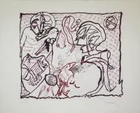 Pierre Alechinsky，Pour Malcom Lowry，1969年签名彩色铜版画