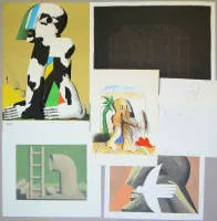 Horst Antes，6幅彩色石版画合集，含Kopffüßler及奥运海报