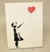 Banksy，Dismal Canvas，Girl with Balloon，Dismaland，2015年模板画