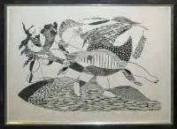 Mannheimlı sanatçı: Rudi Baerwind, 2 çizim ve 1 ahşap baskı ile Peter Schnatz, 2 renkli litografi, 1970'ler