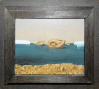 Moritz Baumgartl, "Ohrinsel", Ölgemälde von 1973, gerahmt
