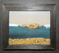 Moritz Baumgartl, "Ohrinsel", dipinto a olio del 1973, incorniciato